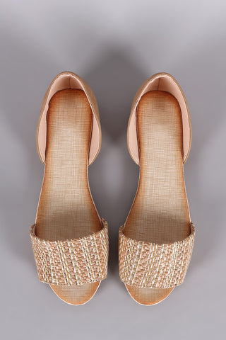 Qupid Croco Pointy Toe Slip On Dorsay Flat