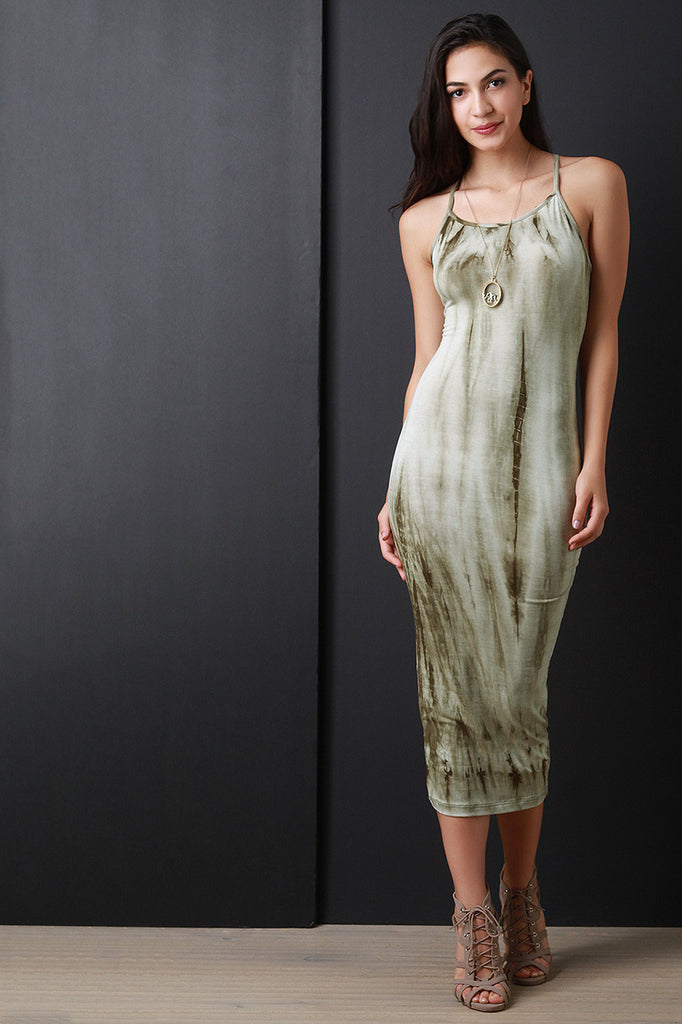 Tie Dye Criss Cross Back Maxi Dress