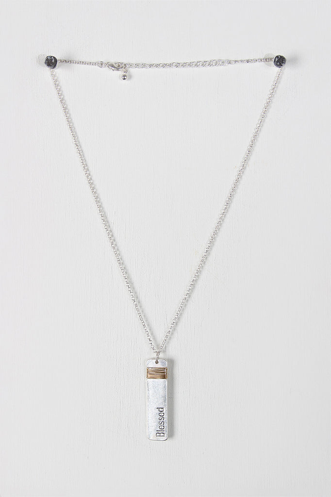 Wire Wrapped Stamped Pendant Necklace