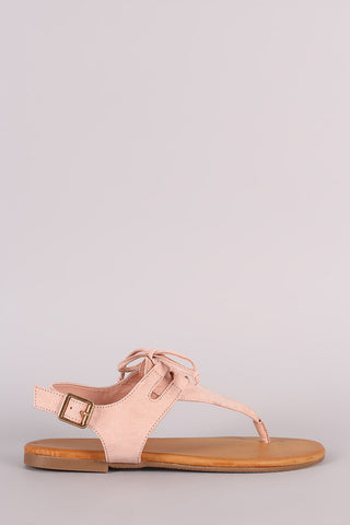 Python Toe Ring Lace-Up Gladiator Flat Sandal