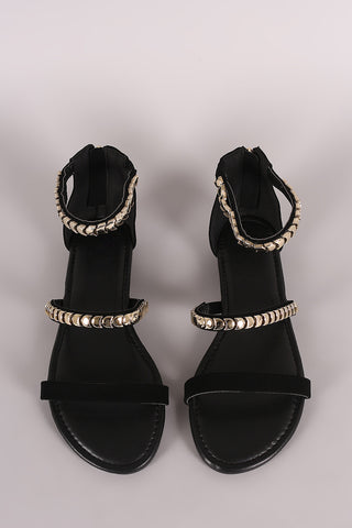 Python Toe Ring Lace-Up Gladiator Flat Sandal