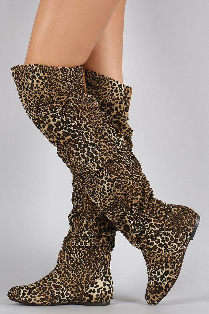 Leopard Slouchy Thigh High Boot Shoe Heaven