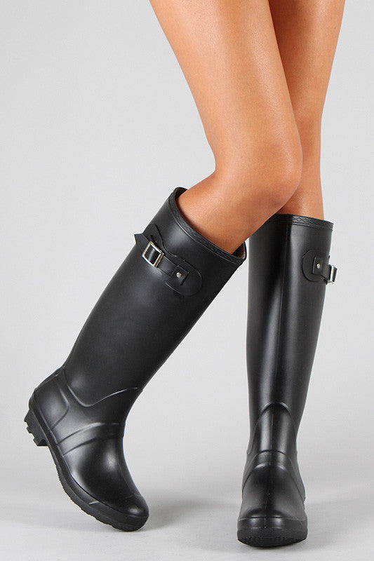 Bamboo Round Toe Knee High Rain Boot