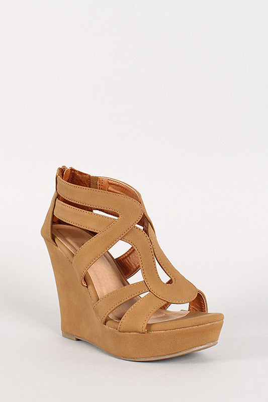 Strappy Open Toe Platform Wedge