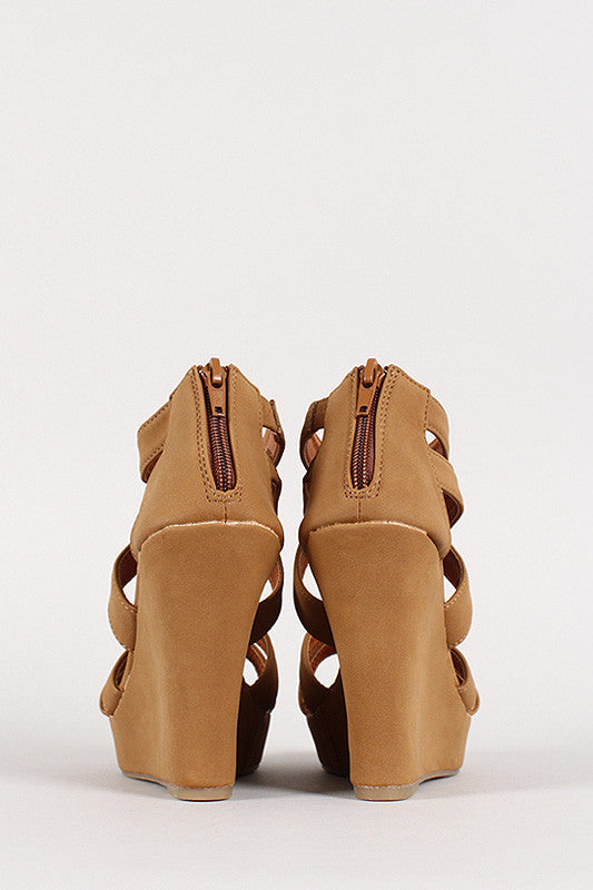 Strappy Open Toe Platform Wedge