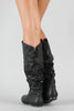 Slouchy Round Toe Knee High Flat Boot