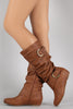 Wild Diva Lounge Buckle Slouchy Wedge Boots