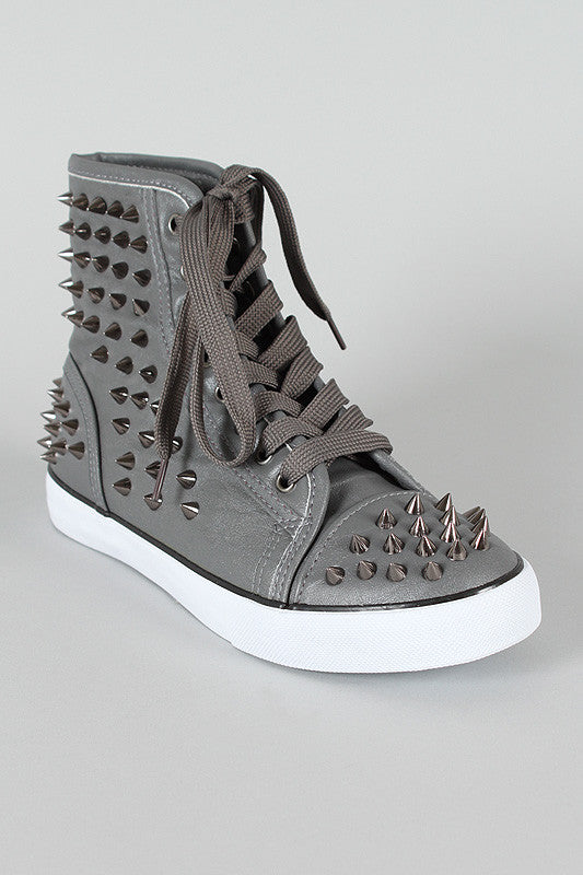 Misbehave Punk-3A Studded Spike Lace Up Sneaker