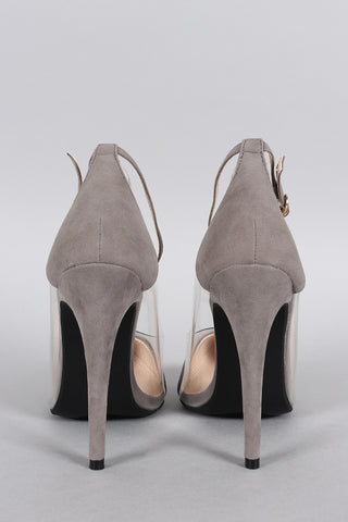 Velvet Pointy Toe Ankle Strap Pump