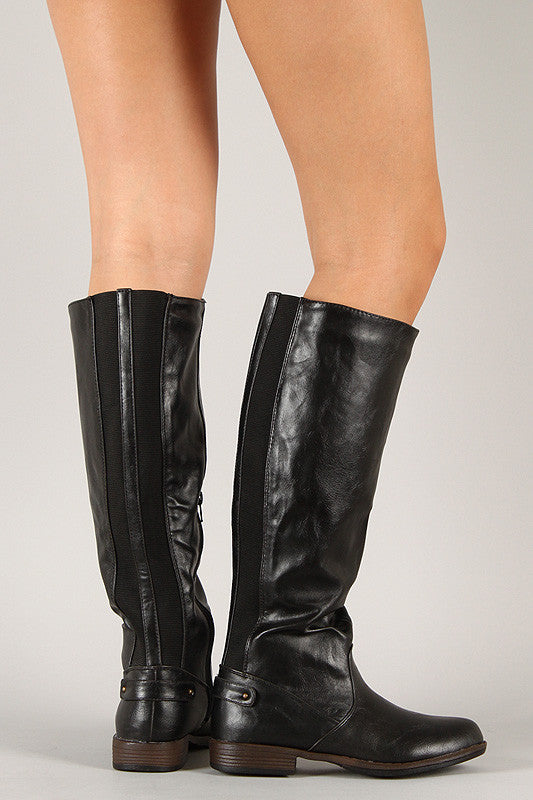 Elastic Back Round Toe Riding Knee High Boot