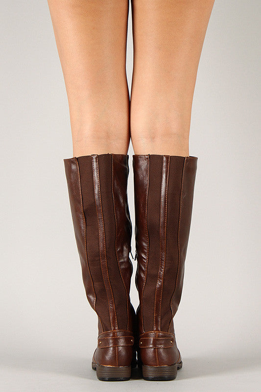 Elastic Back Round Toe Riding Knee High Boot