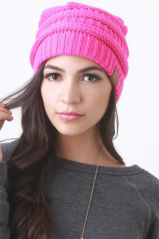 Solid Ridged Knit Beanie