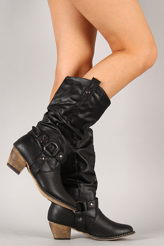 Wild-02 Slouchy Western Cowboy Mid Calf Boot