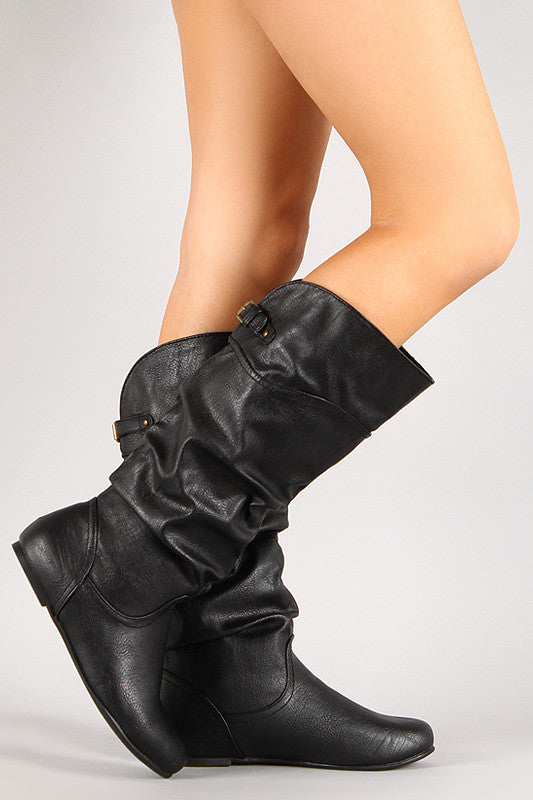 Slouchy Mid Calf Flat Boot