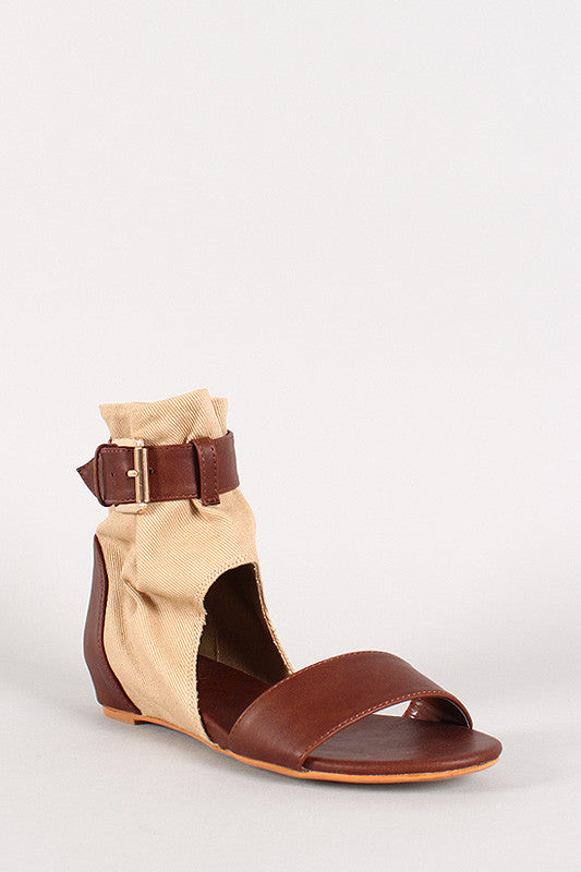 Wrapped Ankle Hidden Wedge Sandal