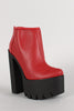 Two Tone Perforated Lug Sole Chunky Platform Bootie