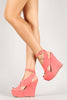 Breckelle Cross Strap Open Toe Platform Wedge