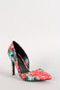 Breckelle Floral Dorsay Pointy Toe Stiletto Pump