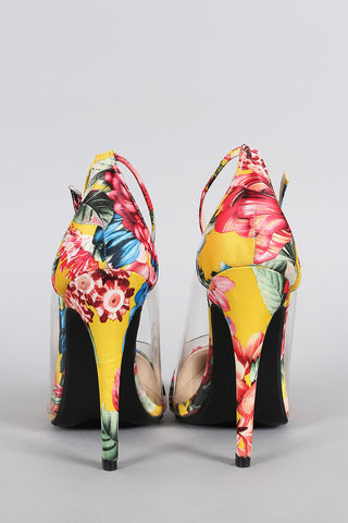 Liliana Floral Lucite Pointy Toe Stiletto Pump