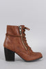 Qupid Oil Finish Suede Lace Up Bootie