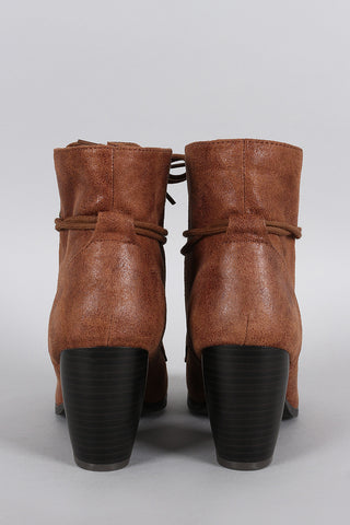 Qupid Oil Finish Suede Lace Up Bootie