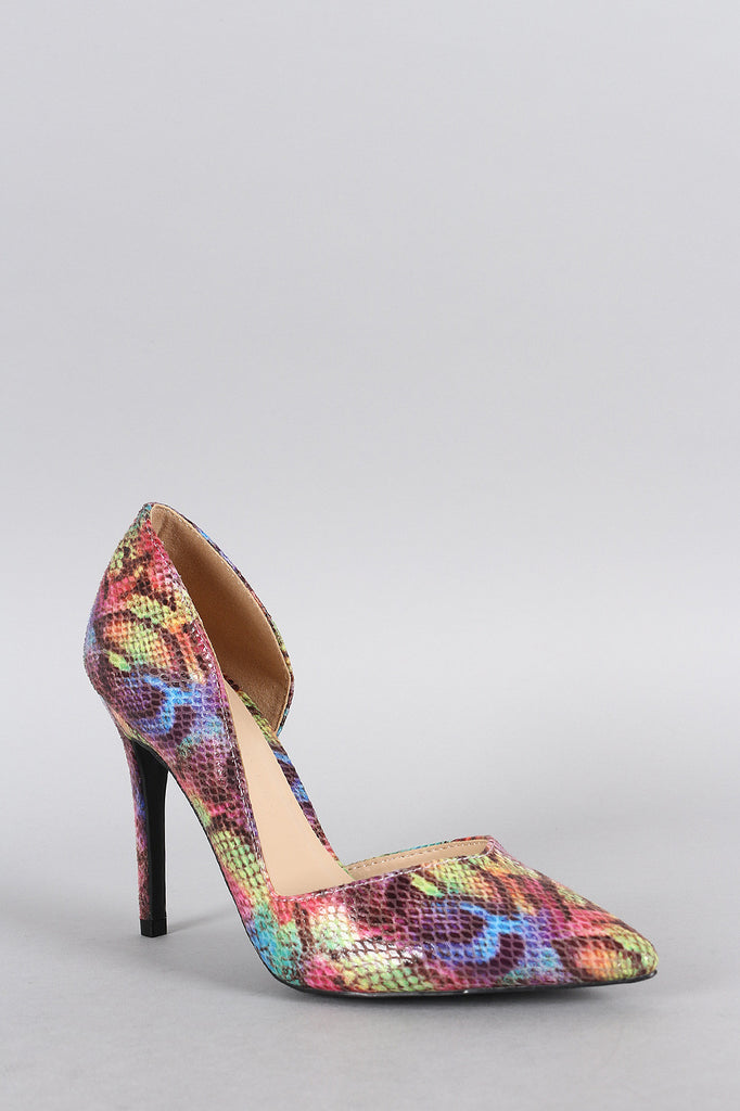 Wild Diva Lounge Multicolor Snake Dorsay Pump