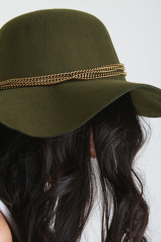 Layered Chain Felt Floppy Hat