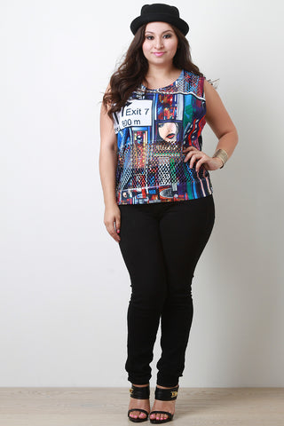 Plus Size Comic Mesh Top