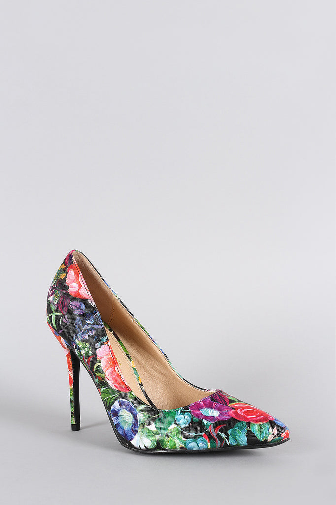 Liliana Multicolor Floral Pointy Toe Stiletto Pump