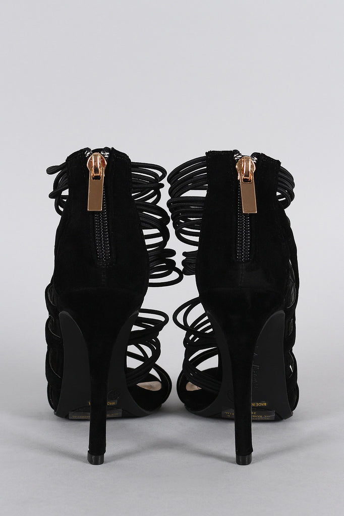 Anne Michelle Strappy Cage Cushioned Open Toe Heel