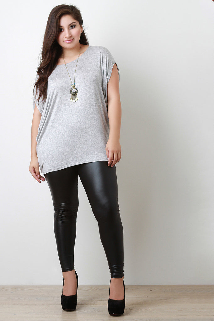 Dolman Short Sleeve Round Neck Top