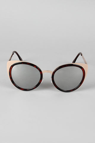 Redacted Metallic Frame Cat Eye Sunglasses