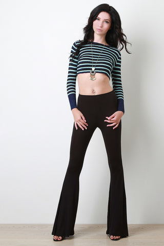 Shimmer Striped Long Sleeve Crop Top