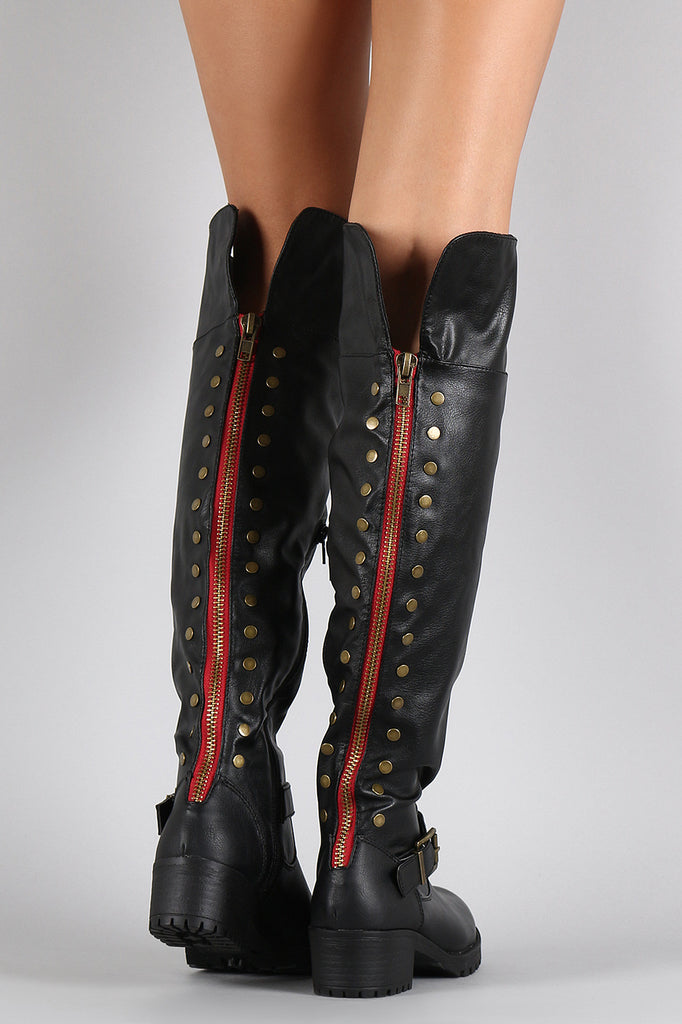 Black boots with shop red zipper in back