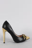 Liliana Two Tone Metallic Flawless Pointy Toe Stiletto Pump