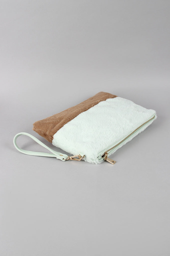 Two-Tone Faux Fur Clutch