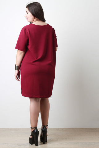 Side Zips Texture Shift Dress