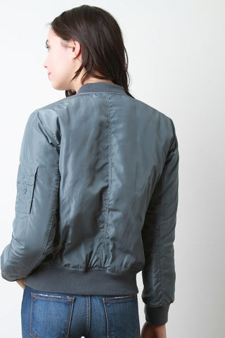 Zipped Up Bomber Puffer Jacket