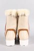 Faux Fur Round Toe Lug Sole Mid Calf Boots