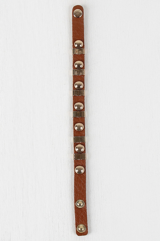 Studded Sections Vegan Leather Bracelet