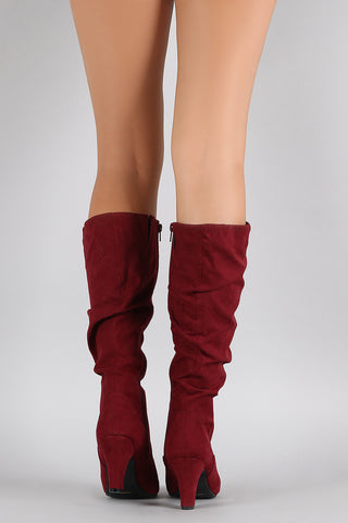 Vegan Suede Slouchy Chunky Heel Boot