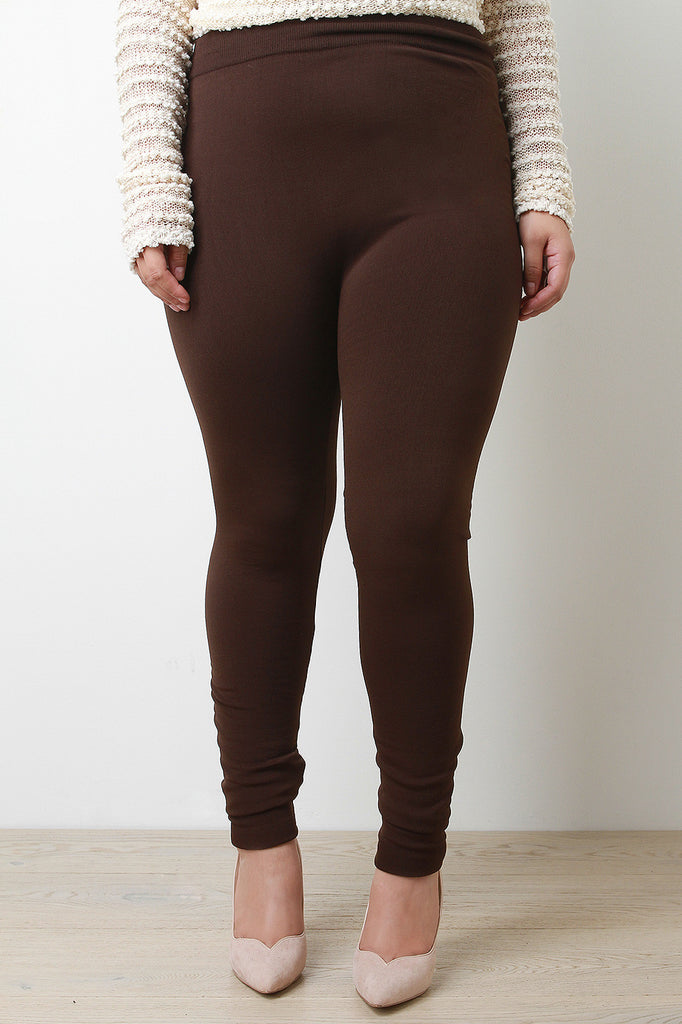 Solid Fleece Knit Leggings