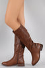 Studded Round Toe Riding Knee High Boots