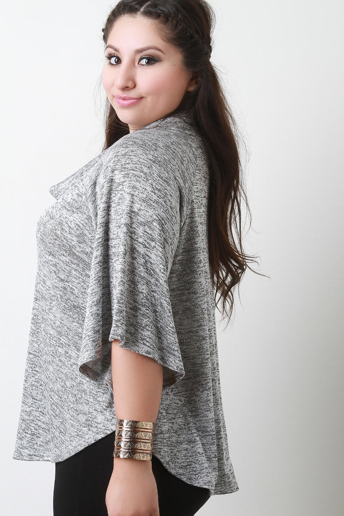 Marl Knit Cowl Neck Poncho Top