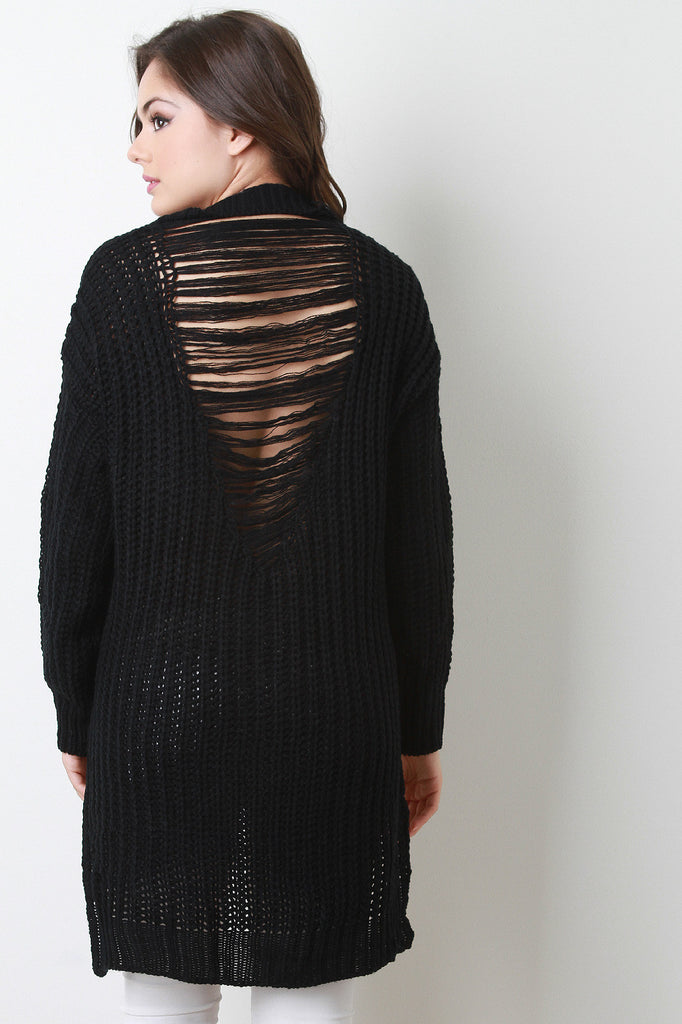 Distress Fray Knitted Sweater