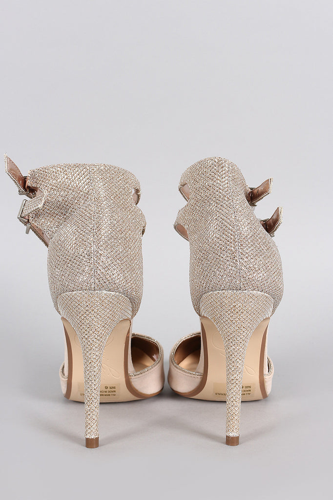 Jenni Rivera Glitter T-Strap Pointy Toe Pump