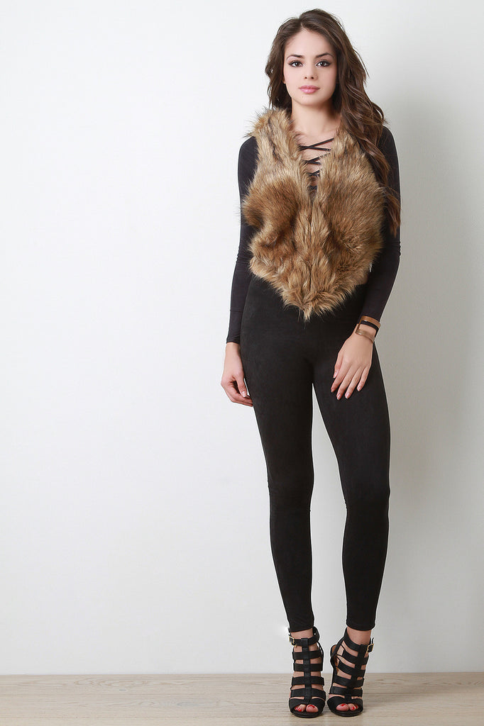 Faux Fur Asymmetrical Hem Vest