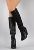 Bamboo Elastic Side Gore Chunky Heel Boots