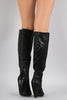 Bamboo Elastic Side Gore Chunky Heel Boots