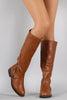 Bamboo Diagonal Zipper Riding Boots